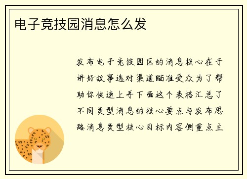 电子竞技园消息怎么发